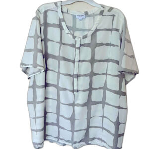 Adam Lippes x Target Window Pane Print Button Down Popover Loose Swingy Top 3X